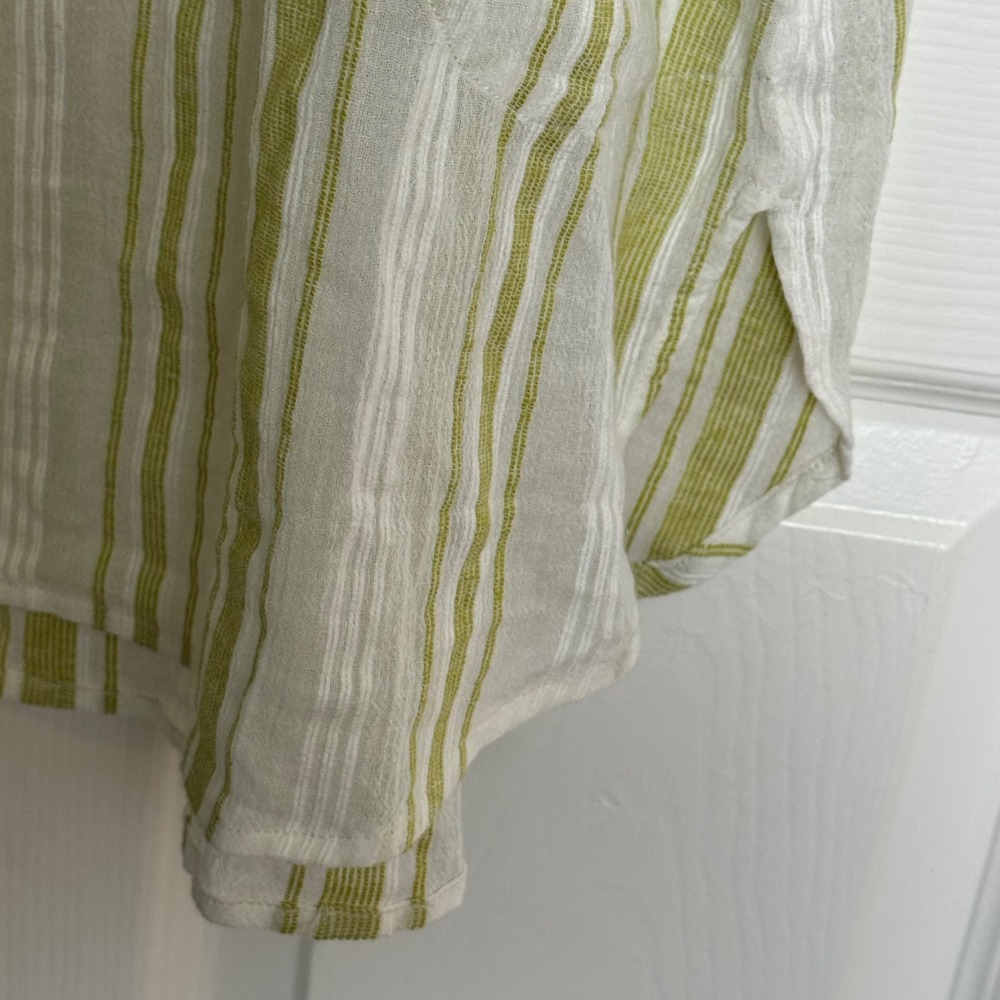 Soft Surroundings Women's M Striped Tunic Top Teal Beaded Embellishment Cotton - Picture 7 of 9